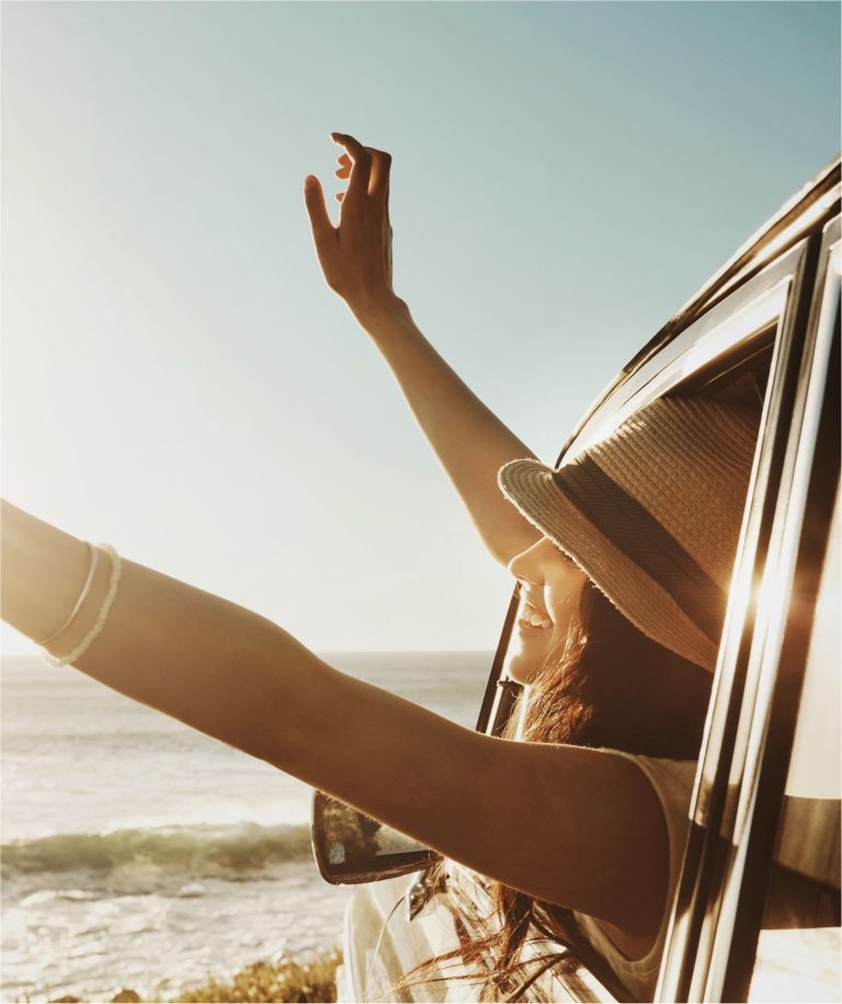 Prime Car Rental Naxos happy woman in a car